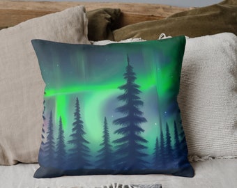 Aurora Borealis Pillow: Alaskan Northern Lights Throw Pillow