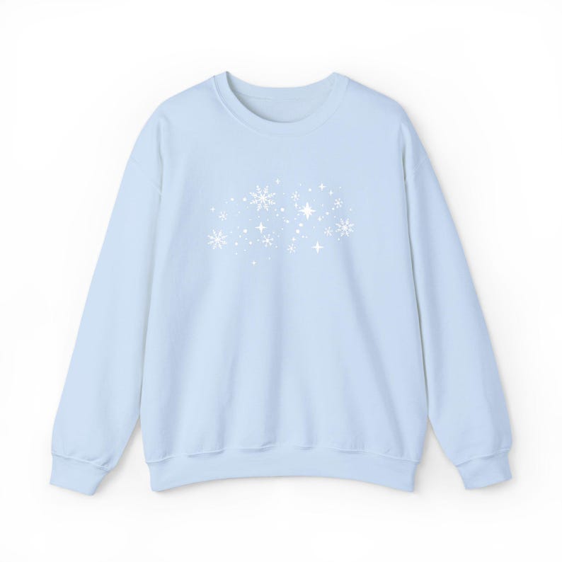 Embroidered Snowflake Sweatshirt, Cozy Christmas Top, Holiday Crewneck Pullover, Festive Snow Sweater, Winter Wonderland Embroidery Shirt image 7