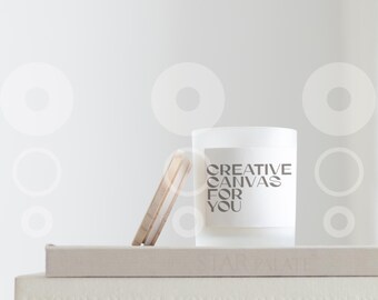 Kerze Mockup | Milchglas Kerze | 11 Unzen | Stock Fotografie | Bambus Top | Druck auf Bestellung