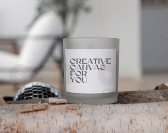 Milchglas Kerze Mockup: Holzdocht, Branded Template (Digitaler Download)