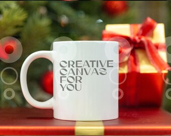 White Mug Mockup: 11 oz Ceramic Coffee Cup, JPG (Digital Download)