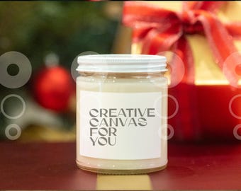 Candle Mockup: Christmas Lifestyle Scene, Soy Candle (JPG Digital Download)