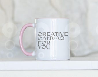 Black Handle Mug Mockup: Two-Tone Ceramic Coffee Cup Mockup