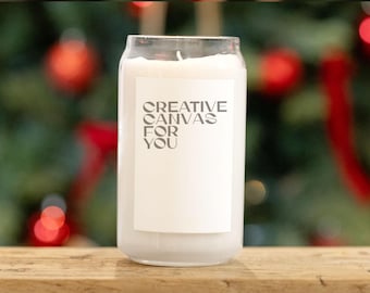 Christmas Candle Mockup – 13.75 oz Tall White Jar Real Photo for POD Designers