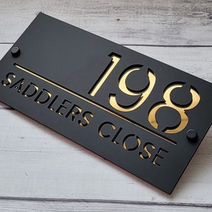 MODERN HOUSE SIGN | Address Plaque | House Number | House Signs | 290 x 140mm | 360 x 175mm | 490 x 230mm