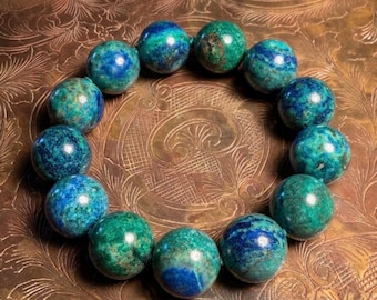 Earth Sea Bracelet - Exquisite AAA Azurite and Malachite Crystals