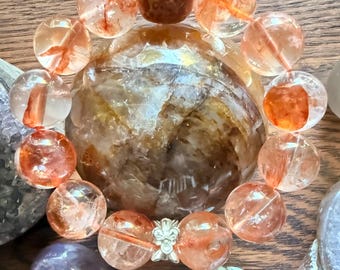 Dragon's Breath Phantom Fire Quartz Daqi Masterpiece Bracelet: Unique Handcrafted Jewelry with Vibrant Colors