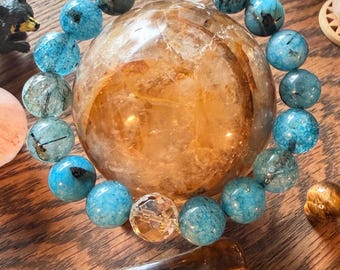 The Pacific Horizon: 12mm Blue Rutilated Quartz Bracelet