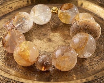 Exquisite Fire Quartz Masterpiece Bracelet: Unique Handcrafted Jewelry (12-20mm)