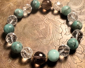 Emerald, Smoky Quartz & Crystal Quartz Bracelet: Gemstone Talisman