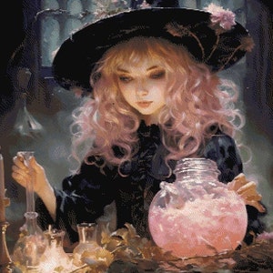 Halloween Cross Stitch Pattern | Witch Embroidery | Counted Cross Stitch | Modern Cross Stitch PDF Pattern