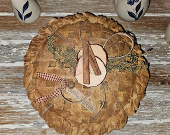 Faux Lattice Apple Cinnamon pie: apple, faux pie cinnamon, primitive, farmhouse, display, rustic