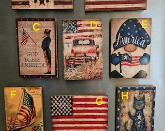 R, W & B magnets: Flag, USA