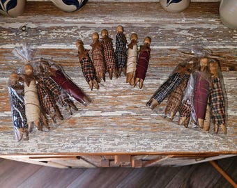 R,W & B wrapped vintage clothespin bowl fillers