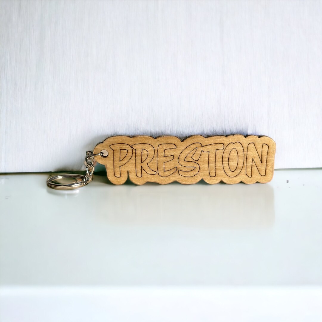 Personalized Wooden Name Keychain Backpack Name Tag Custom Etsy