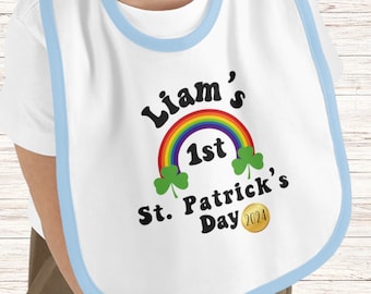 Baby's First St. Patrick's Day, Personalized Baby Bib, Customized Baby Bib, Gender Neutral Infant Gift, Lucky Charm for Little Ones