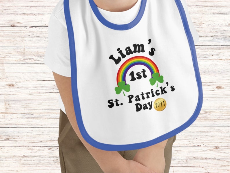 Baby's First St. Patrick's Day, Personalized Baby Bib, Customized Baby Bib, Gender Neutral Infant Gift, Lucky Charm for Little Ones image 4