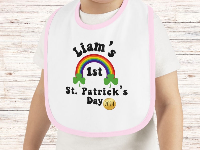 Baby's First St. Patrick's Day, Personalized Baby Bib, Customized Baby Bib, Gender Neutral Infant Gift, Lucky Charm for Little Ones image 5