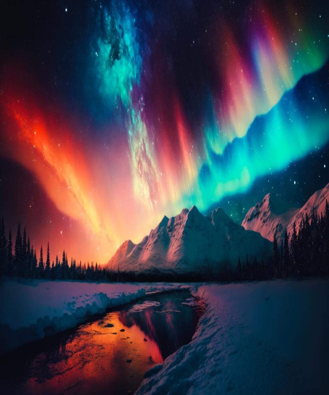 Northern Lights Art, Wall Art, Beautiful Nature, Digital Print