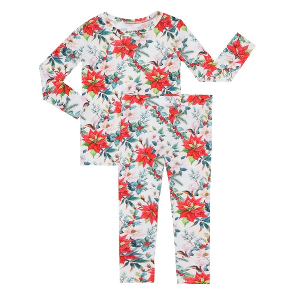 Holiday Floral Two Piece Bamboo Toddler Pajama set