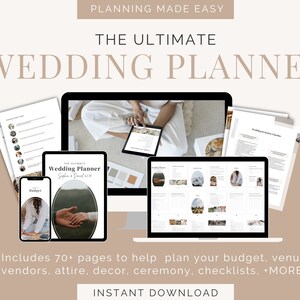 Digital Wedding Planner Template Canva Customizable Digital Download Goodnotes Minimalist Checklist Budget Timelines