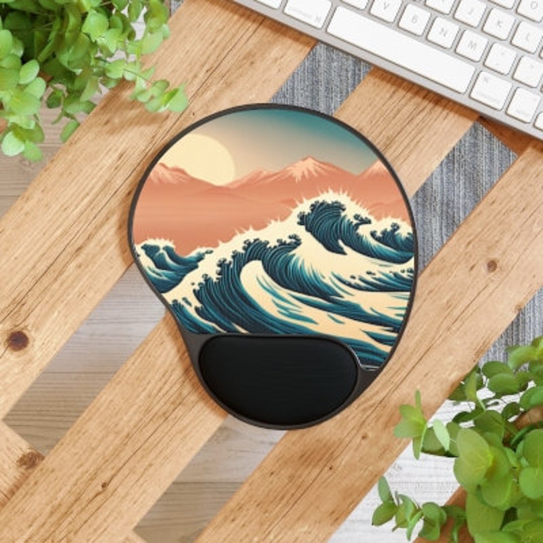 Japanese Great Waves Mouse Pad With Wrist Rest Etsy Australia