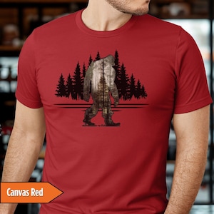 Bigfoot Bella Canvas T-shirt, Wilderness Unisex Camping Tee, Yeti Lover Gift, Hiking Shirts, Sasquatch Graphic, Big Foot Shirts
