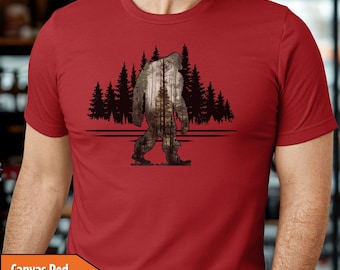 Bigfoot Bella Canvas T-shirt, Wilderness Unisex Camping Tee, Yeti Lover Gift, Hiking Shirts, Sasquatch Graphic, Big Foot Shirts