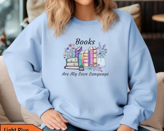 Book Lover Sweatshirt, Books and Coffee Shirt, Floral Bookish Crewneck, Reader Shirt