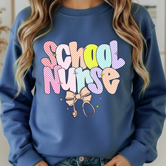 Preppy School Nurse Shirt for Healthcare Heroes, Nurse Appreciation sweatshirt, Gift for School Nurses