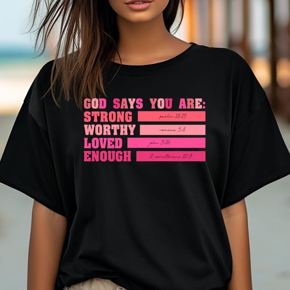 Pink Christian Word Tshirt, Religious Pink Tee, Christian Gift Shirt, Short Sleeve Top the perfect gift for those who value their faith.