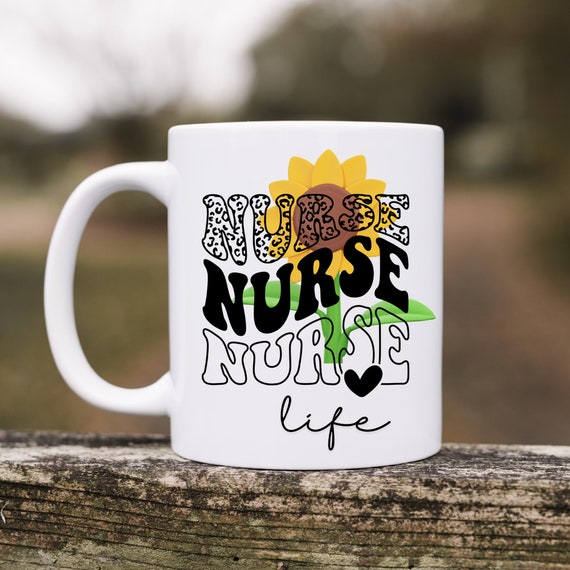 Nurse Coffee Mug Sunflower Design - Registered Nurse Gift, RN Mug for Nurse Appreciation & Gifts for Nurses