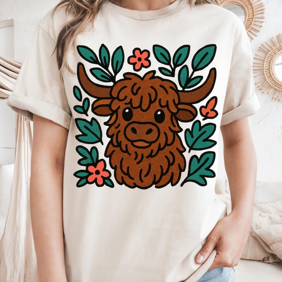 Highland Cow Shirt for Animal Lovers, Cute Cow Tee Gift