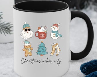 Xmas Vibes Coffee Mug Coffee Lover Gift Mug,   Xmas Coffee Mug Gift Merry Christmas Mug,   Holiday Coffee Mug Christmas Tree Mug for her