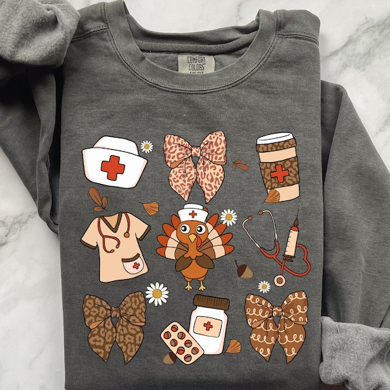 Fall Halloween Nurse Comfort Color Sweatshirt, Gift for Halloween Lovers, Nurse Appreciation Shirt, RN Garment-Dyed Sweatshirt