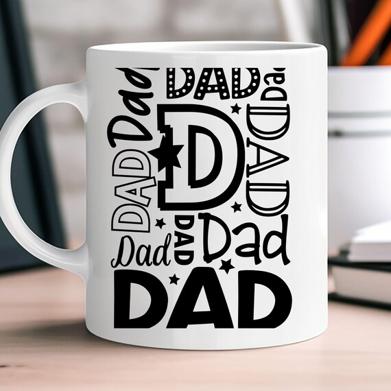 Dad Word Cloud Coffee Mug, Dad Christmas Gift, Father's Day Present, Coffee Cup for Dad, Daddy Birthday Gift, Papa Mug