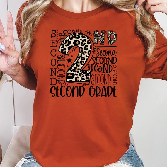 Leopard Teacher 2nd Grade Shirt: Cotton Gift T-Shirt