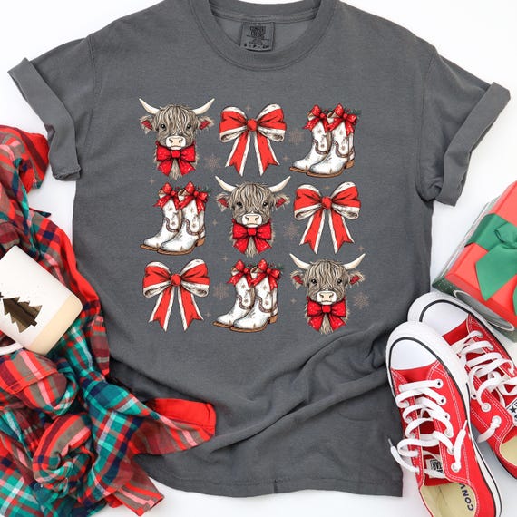 Cow Christmas Shirt for Western Lovers, Holiday Cowgirl  Gift Tee