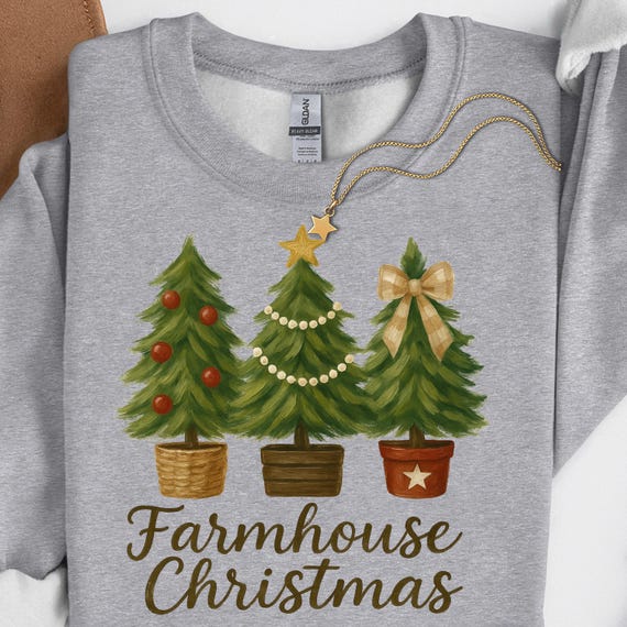 Farmhouse Christmas Shirt, Rustic Xmas Tee for Holiday Fans, Festive T-Shirt, Christmas Tree Gift