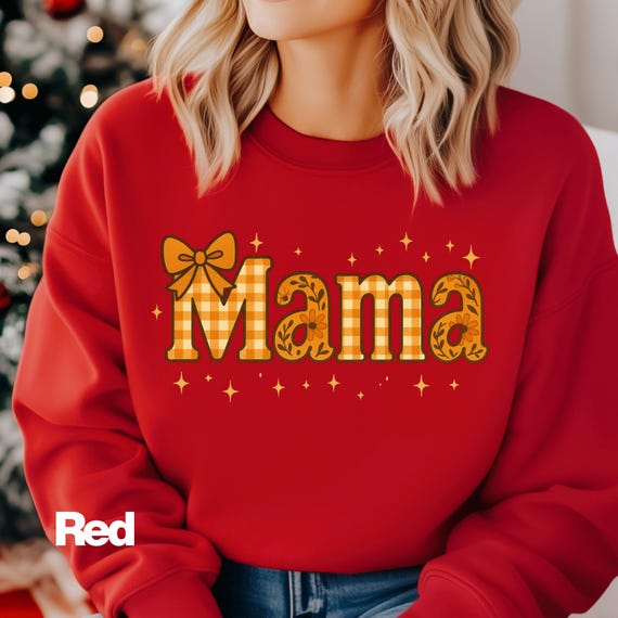 Coquette Checkered Mama Shirt, Festive sweater for Holiday Christmas Mama Gift