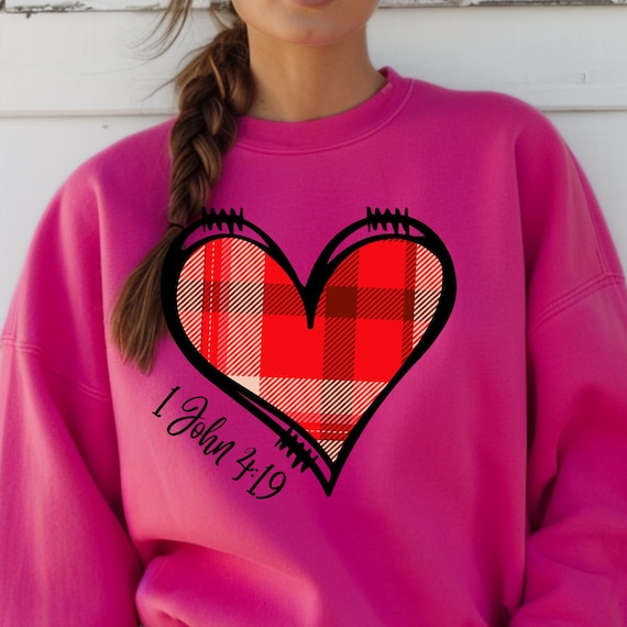 Christian Valentine Sweatshirt: Plaid Heart, Gifts For Her