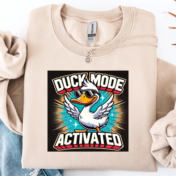 Duck Mode Activated Sweatshirt: Cartoon Power Pose