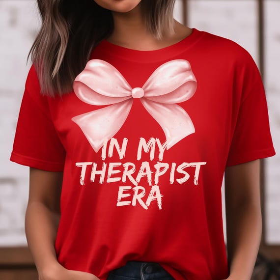 Therapist T-Shirt, Pink Bow ERA Shirt, Gift for Therapists,  Mental Health Awareness Top, In My Therapist ERA shirt gift