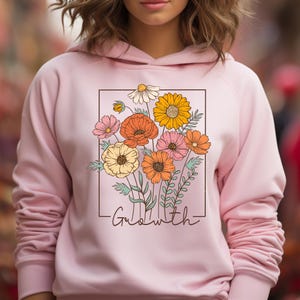 Felpa con cappuccio Floral Growth: Felpa per la salute mentale e la cura di sé della mamma