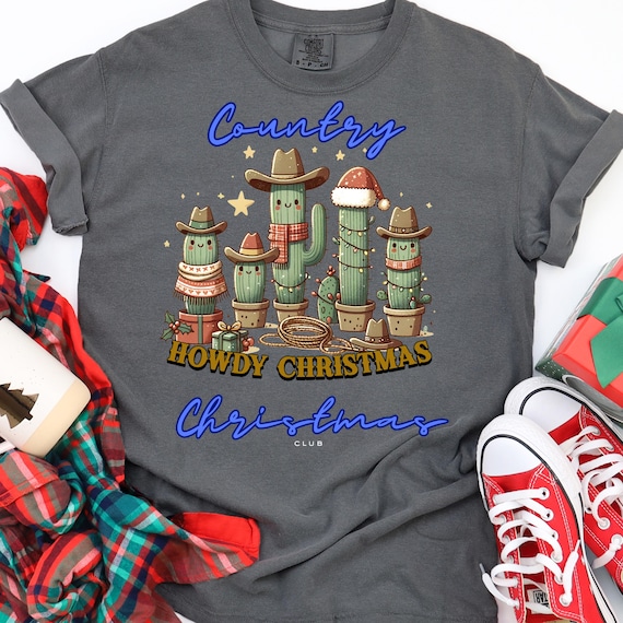 Howdy Cactus Tee Gift for Western Fans, Festive Cowboy T-Shirt, Xmas Cactus Shirt