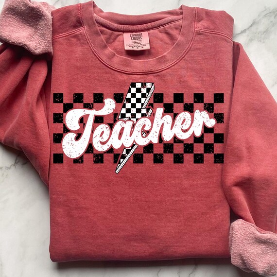 Retro Teacher Sweatshirt, Comfort Color Gift Back to School, Unisex Garment-Dyed, Retro Educator Jumper Teacher Appreciation Pullover