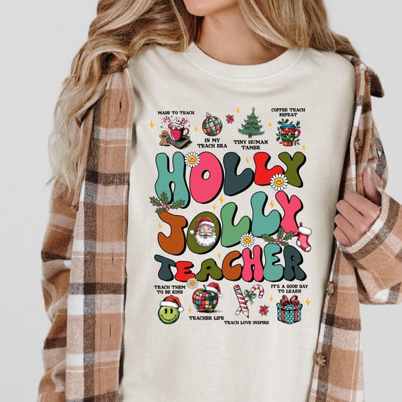 Christmas Gift, Christmas Tshirt, Holly Jolly Shirt, Merry Christmas Tee, Gift For Her, Funny Christmas Tee, Merry And Bright