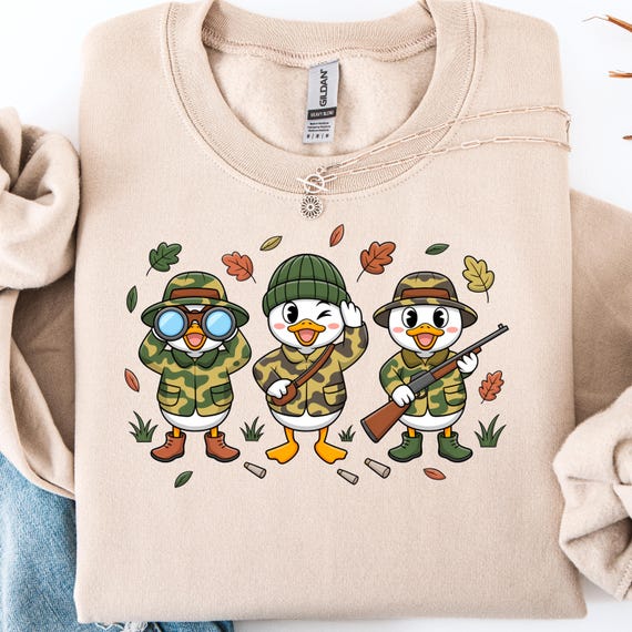 Camo Duck Sweater, Gift for Hunters Funny Duck Shirt