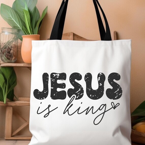 Jesus is King tote Christian Tote Bag,Verse of Bible Tote Religious Tote Bag,Bible Faith Gift Christian Mom Gift,Religious Gift,Gift For Mom