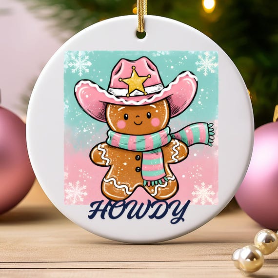 Cowboy Gingerbread Howdy Western Ornament Christmas Gift,  Festive Rustic Home Decor